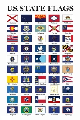 State Flags Poster 2025 Edition US History Classroom Decor Wall Art Print 16x24 - Image 1 of 3