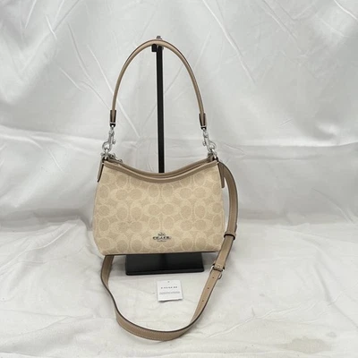 Coach Small Laurel Shoulder Crossbody Bag In Signature Canvas CBH15 Sand/Taupe - Image 1 of 4