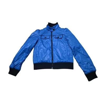 Jaqueta bombardeiro azul feminina vintage Y2K Xhilaration tamanho M zíper completo - Imagem 1 de 4