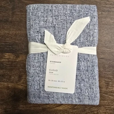 FALEZA DE ALGODÓN/LINO NUBE GRANERO CERÁMICA, ESTÁNDAR ~ ACERO AZUL Foto 1 de 4