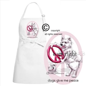 Delantal de chef de cocina arte dibujos animados raza perro samoyedo perros dame paz - Imagen 1 de 2