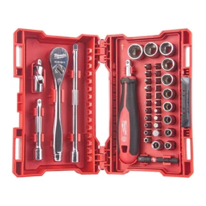 MILWAUKEE Set Metrico di Bit, Cricchetto e Bussole da 1/4" | 38 Pezzi 4932479096 - Picture 1 of 1