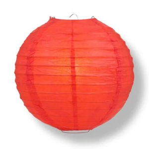 12" Red Round Paper Lantern, Even Ribbing, Chinese Hanging Wedding & Party Decor - Picture 1 of 4
