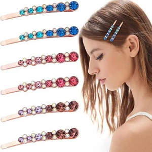 6 pz clip per capelli floreali cristallo metallo diamante spille bobby accessori per donna - Foto 1 di 7