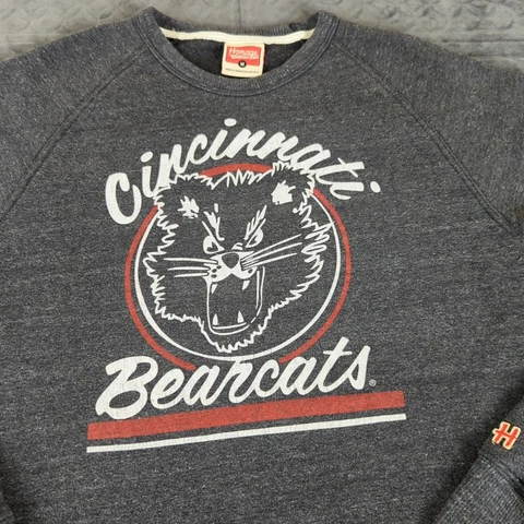 Cincinnati Bearcats Sweatshirt Homage Retro Logo Long Sleeve Gray Women Medium Cover