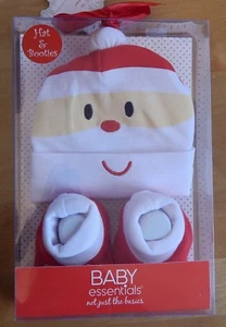 Baby Essentials Christmas Santa Claus Hat + Booties Set 0-6 Months Unisex - Picture 1 of 2