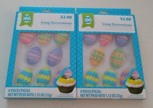 TOPPERS 16 pc Easter Egg Variety Cupcake Cake Icing Decorations 2 sets of 8 NEW - Picture 1 of 2