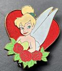 Pin Disney Tinker Bell Cœur Roses Valentin Fleurs paillettes RARE LE 250