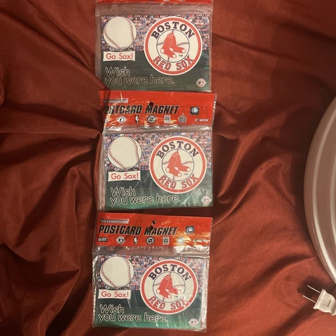 Boston Red Sox Magnet Postcard GO SOX WISH YOU WERE HERE 3 Pieces Cover
