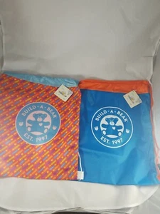 Lot of 2 BUILD-A-BEAR WORKSHOP Drawstring Bags Logo Print Reuse Bag NWT. - Picture 1 of 5