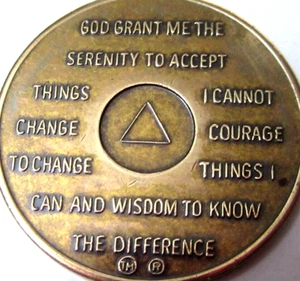 Alcoholics Anonymous 24 Year AA SYMBOL BACK Bronze Medallion Chip Token coin - Picture 1 of 9