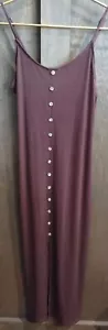 Mudd Whimsigoth Small Midi Slip Dress Sleeveless Ribbed cami maroon Y2K 90s Slit - Picture 1 of 7