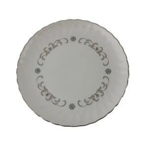 Westminster by Syracuse Silhouette Bread Plate 6 1/2" Gray Scrolls Dots Silver - Picture 1 of 8
