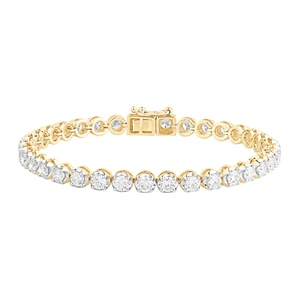 5CT Round IGI Lab Grown Diamond 7" Inch Women's 14k Yellow Gold Tennis Bracelet - Picture 1 of 9
