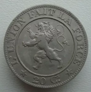 Bélgica 20 céntimos 1861 Moneda de cobre-níquel S1 - Imagen 1 de 5