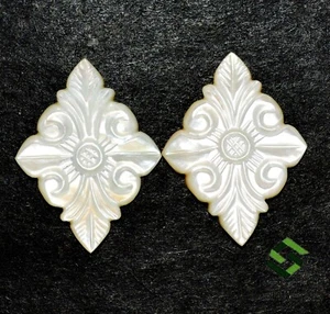 Natural Mother Of Pearl Handmade Carving Pair 27x20 mm 16.22 CTS Loose Gemstones - Picture 1 of 5