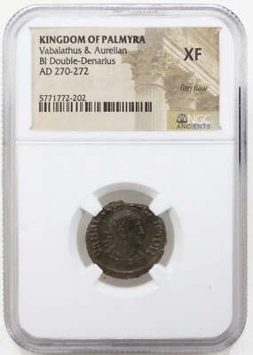 NGC XF VABALATHUS & AURELIAN  Double Denarius / Antoninianus KINGDOM OF PALMYRA - Image 1 of 3