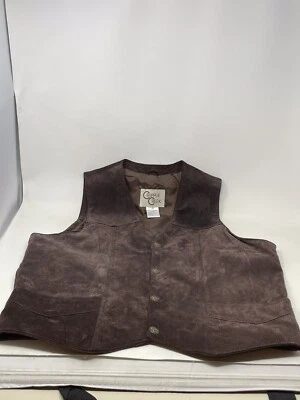 Cripple Creek Brown Suede Leather Vest Men’s Medium Western Wear - Image 1 of 4