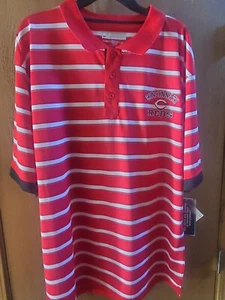NWT Size XL Mens True Fan MLB Genuine Cincinnati Reds Baseball striped polo sirt - Picture 1 of 3