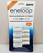 Sanyo Rechargeable Eneloop C & D Battery Adapters (Converts AA Batteries To C/D)