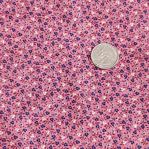 Cranston VIP Cotton Calico Fabric Mini Flowers on Rose Pink 44" Wide x 2 Yards - Picture 1 of 7
