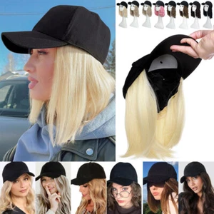 Women Straight Curly Bob Wig Baseball Hat With Synthetic Hair Baseball Cap Wigs - Picture 1 of 38
