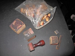Vintage OLD Wood Block Rubber Stamp Rubber ACME Stamper LOT - Picture 1 of 4
