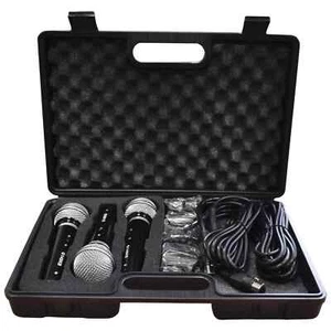 Soundlab Dynamic Vocal Microphones Pack of 3 with Carry Case & 2.8m Leads - Picture 1 of 3