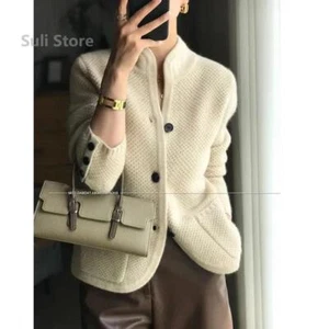 Damen Strickjacke Kaschmir Pullover Langarm halbhoher Kragen Pulli 2024 - Bild 1 von 27