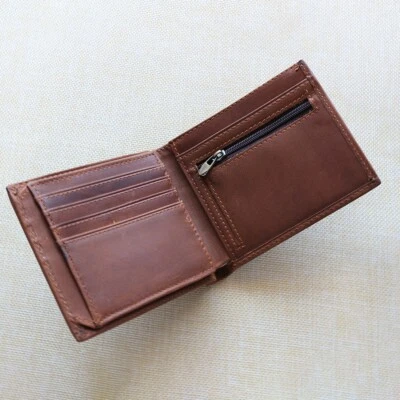 Men's Leather Wallet Slim Bifold RFID Blocking  with Zip Coin Pocket ID Window - Image 1 of 4