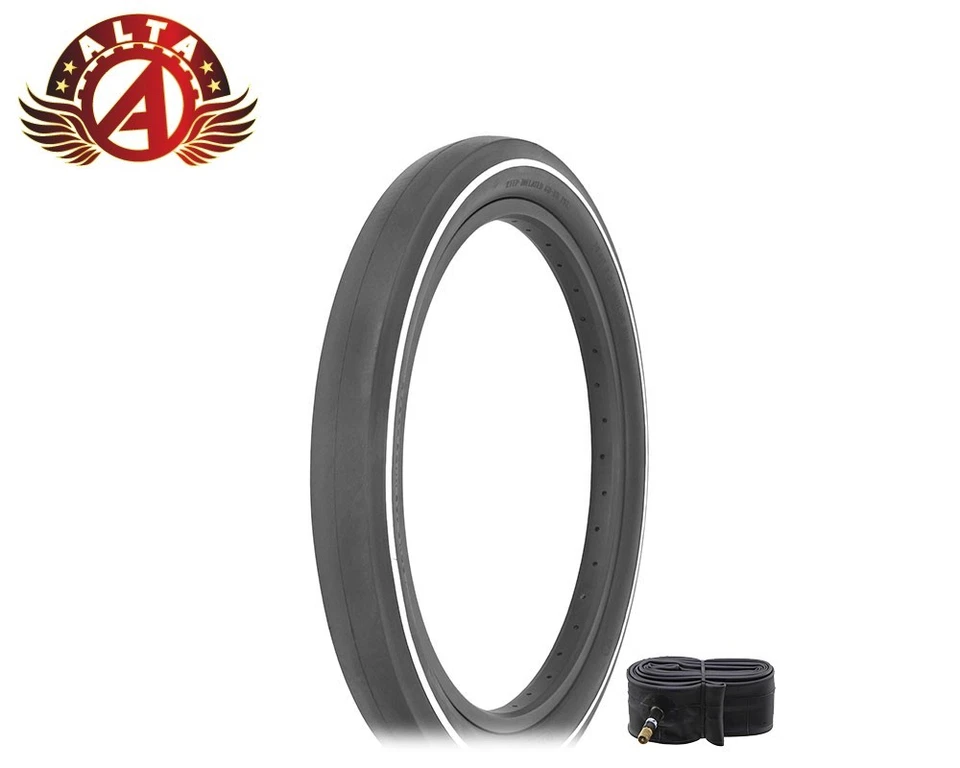 ALTA 20" x 2.125 Wide Tread White Line Slick Bicycle Tire & Tube – Fits S2 Rims. - Image 1 of 1