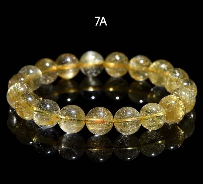 Natural Golden Rutilated Quartz Bracelet - Golden Hair Crystal - Image 1 of 4