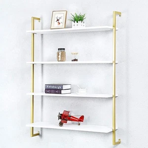 Industrial Metal Wall Shelf,Floating Wood Shelves Wall Mounted,36in Real Wood... - Picture 1 of 7