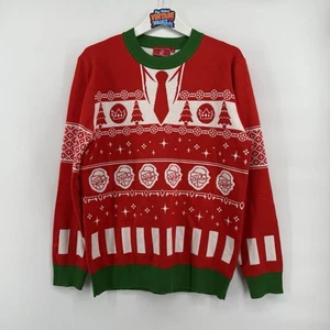Revolt Enterprises rot Weihnachten hässlicher Pullover Santa Krawattenmuster Urlaub Herren XL - Bild 1 von 6