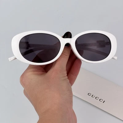Gucci Women AUTHENTIC Sunglasses White Grey Oval GG1684SA 006 BRAND NEW - Image 1 of 4