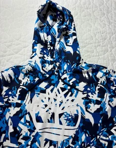 TIMBERLAND HOODIE Herren XL Neu ohne Etikett Color Blocked Core TREE CAMO BLAU Fleece - Bild 1 von 8