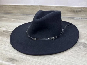 CODY JAMES Sedona 100% Wool Felt Hat Leather Band Studded Mens Sz L Black USA - Picture 1 of 10