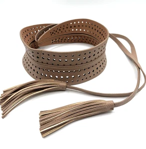 BCBGMaxazria Women's Belt Brown XS Wrap Around Tie Tassels Boho Peasant Cottage - Picture 1 of 6