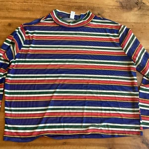 Women’s Mesh Sheer Stretchy Top Size 3X Multi-color Stripe Beach Swimsuit Cover - Picture 1 of 7
