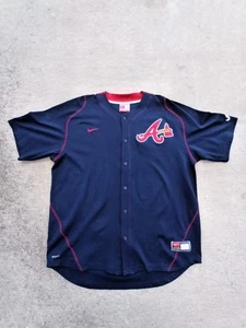 Atlanta Braves Nike Team Baseball Jersey Mens Blue Red MLB Engineered Size XL - Picture 1 of 5