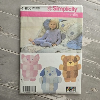 Simplicity 4993 Rag Quilt Throw Blanket Bear Dog Cat Sewing Pattern Uncut - Image 1 of 3