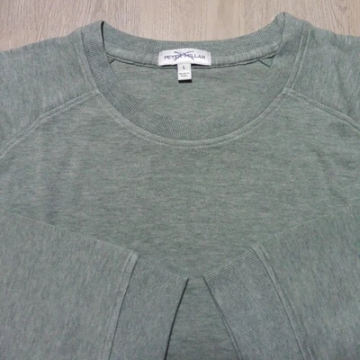 PETER MILLAR Hombres L GRANDE PUNTO CUELLO REDONDO SUÉTER VERDE ALBAHACA JERSEY GOLF Foto 1 de 4