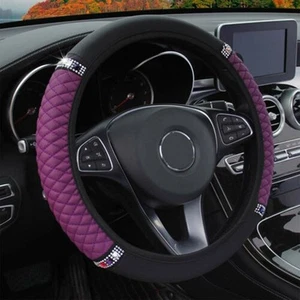 Cover Steering Wheel Cover 15\\\'\\\'/37-38cm Accessories Black/Purple Front - Picture 1 of 12