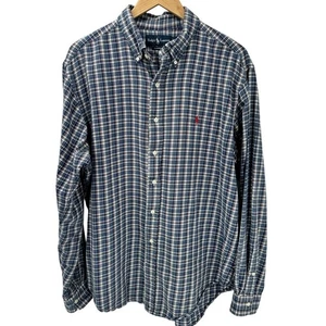 Ralph Lauren Hemd Herren XL Flanell Button Down blau kariert Classic Fit rot Pony - Bild 1 von 8