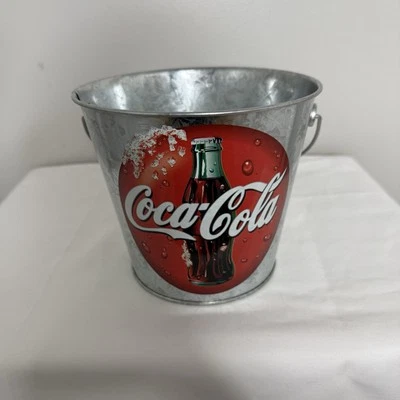 Vintage 2000 Coca-Cola Galvanized Metal Bucket w/ Wooden Handle - Image 1 of 4