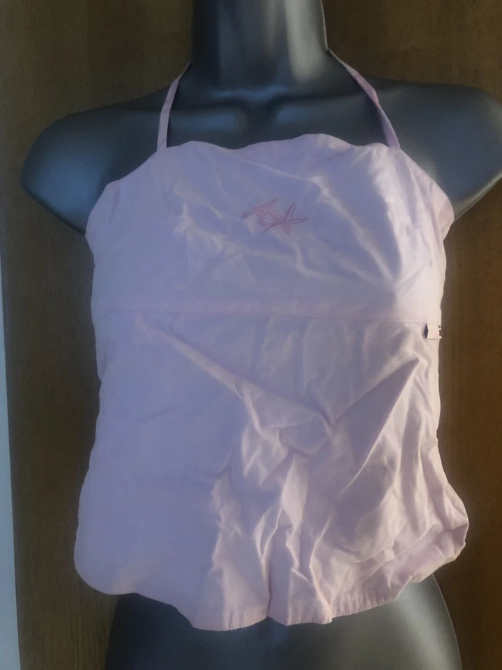 Animal Halter Backless Top Pink Cropped  Reversible UK Size 8 Slight Use  - Image 1 of 4