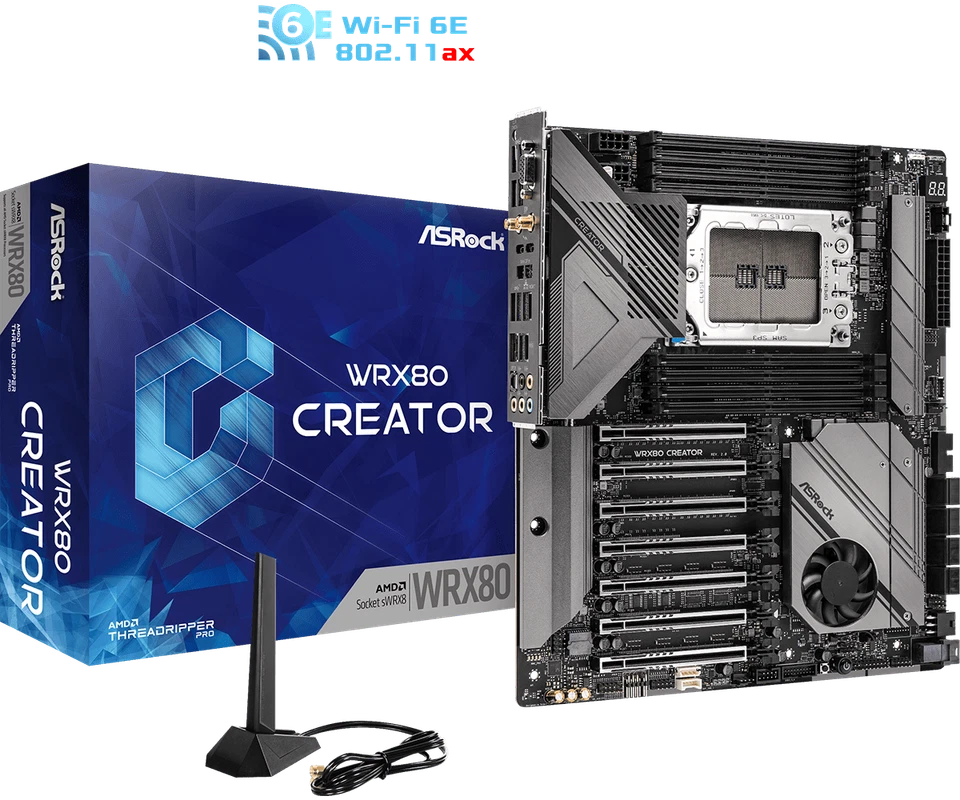 ^ASRock WRX80 CREATOR R2.0 Mainboard (8xDDR4/2x10G LAN) (90-MXBKH0-A0UAYZ) - Image 1 of 1