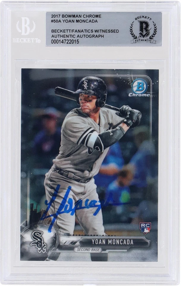 Tarjeta de novato Bowman 2017 firmada por Yoan Moncada ChicagoSox cromada #50 BAS Foto 1 de 3