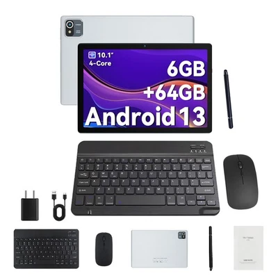 10.1 inch Android 13 Tablets HD Touchscreen Quad-Core 64GB Dual Camera Touch US - Image 1 of 4