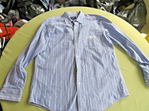 SADDLEBRED MENS SZ LARGE BLUE PINSTRIPE BUTTON DOWN LS COTTON SHIRT LOT #122 - Picture 1 of 9